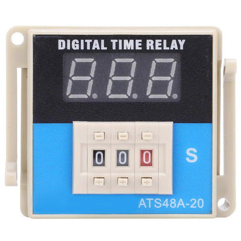 LED Digital Display Adjustable Cycle Time Relay Delay Control Module For Industrial Automation Systems DC 12V High Reliability Wide Delay Range Anti Interference Digital Time Setting Flexible Control Mode, front view ATS48A-20
