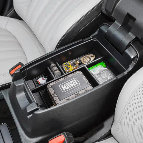 Center Console Organizer Tray For Ford Escape 2020 To 2026 And Bronco Sport 2021 To 2026 ABS Armrest Storage Box Insert with items
