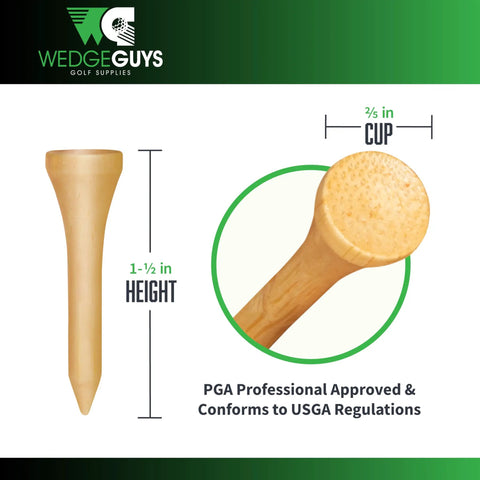 Biodegradable Bamboo Golf Tees One And A Half Inch 100 Count Stronger Than Wood Tees Lower Friction For Longer Drives