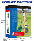 Box of Toddler Golf Set With Putting Mat And Cornhole Board For Kids Aged 3 To 5 Includes 4 Lightweight Clubs 10 Balls 2 Holes