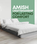 Rock Solid Queen Box Spring With Heavy Duty Wood Frame Delivered For Zero Squeak Stability And Amish Crafted Durability Giving You A Totally Sound Sleep Every Night In The Usa, bed setup with white bedding.