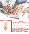 Hands using sewing machine with Breathable Gel Finger Cots Pack For Real All Day Comfort No Latex Hassle Silicone Finger Covers