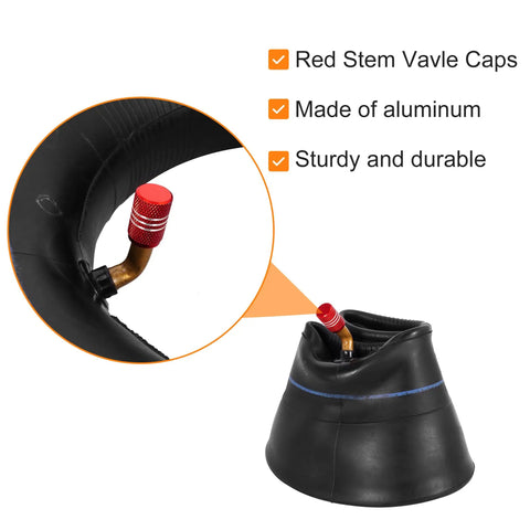 13x5.00-6 Tire And Inner Tube Set With TR87 Angled Valve Stem featuring red aluminum valve cap