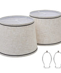 Drum Lampshades Set Of 2 Natural Linen Hand Crafted With Harp Holder Included For Easy Fit For Table And Floor Lamps