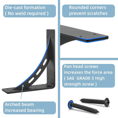 Beefy Heavy Duty Shelf Brackets 9 Inch By 8 Inch 1100 Pound Max Load Premium Alloy Mantel Brackets for home support detail
