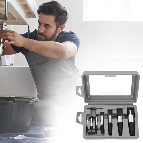 Eight Piece Water Pipe Screw Extractor Set For Damaged Screws And Bolts Alloy Steel Construction Open Case