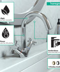 Logis Classic Low Flow Two Handle Bathroom Sink Faucet Chrome With Tall Nine Inch Spout And Slick Water Saving Tech