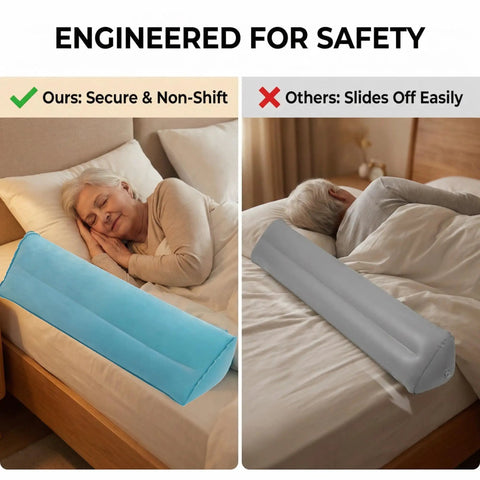 Secure Non Shift Inflatable Bed Rail For Seniors With Universal Fit From Twin To King Quick 3 Minute Setup Leak Proof Valve