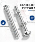 Three Eighths Inch By Three And A Half Inch Carriage Bolt Kit With Beefy Heavy Duty Build Includes 30 Carriage Bolts 30 Flat Washers And 30 Hex Nuts For Exterior Decks Gazebos Pergolas And Other Tough Outdoor Projects, galvanized bolts