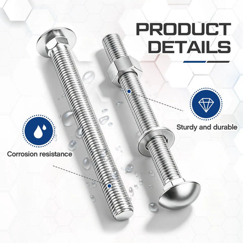 Three Eighths Inch By Three And A Half Inch Carriage Bolt Kit With Beefy Heavy Duty Build Includes 30 Carriage Bolts 30 Flat Washers And 30 Hex Nuts For Exterior Decks Gazebos Pergolas And Other Tough Outdoor Projects, galvanized bolts
