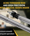 Two chrome ACME threaded rods with black coupling for trailer tongue jack gear housing