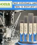 Sisona solid carbide end mills set, 5 pcs, stored in labeled blue-and-white tubes (front view)
