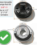 Two Pack Five Eighths Inch Eleven Thread Angle Grinder Flange Nuts With D Ring Knurled Arbor Nut Tool Free Quick Release