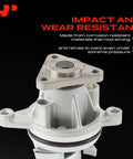 Premium Engine Water Pump Built Tough To Keep Your Daily Driver Chillin Smooth On The Highway For Ford Lincoln Mazda Mercury Cars With 2.0L 2.3L 2.5L Engines Cooling System Replacement, showing aluminum housing and design.