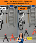 lcusepu jack stand wall mount organizer with heavy-duty garage hooks; black and red, 4-pack.