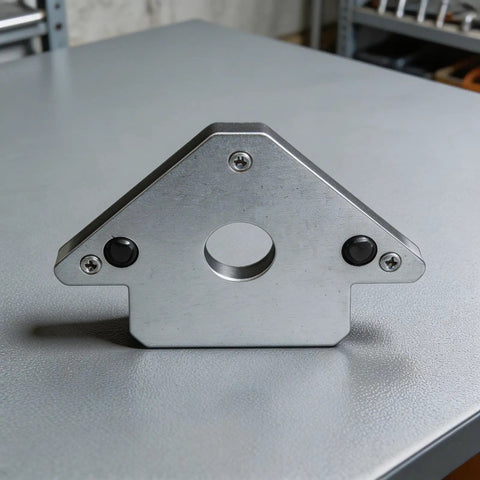 Heavy Duty Magnetic Welding Positioner With Adjustable 45 Degree Angle Holds Up To 75 Kilos secure steel construction tool on gray surface.