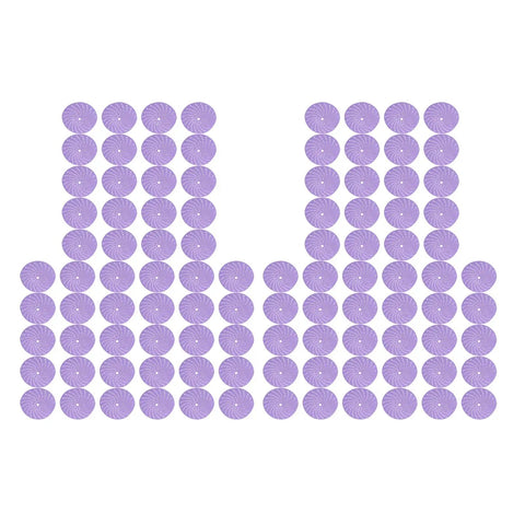 Premium 6 Inch Ceramic Sanding Discs With Hook Loop Backing arranged in rows showcasing vibrant purple color and design.