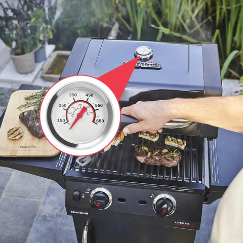 Lid Temperature Gauge Replacement For Grill Thermometer G432-8L00-W1 Easy Swap For 4 And 6 Burner Advantage Series Grills 2015 And Newer And Tru Infrared 2 Burner Models With Three Eighths Inch Hole on Char-Broil grill lid