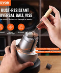 5 Inch Ball Vise Engraving Block With 360 Degree Rotation, Pro Grade Jewelry Inlay And Small Scale Engraving Kit, Includes 35 Attachments For Gemstone Inlay And Fine Detailing, Durable Chrome Plated Steel Vise For Precision Craft in use