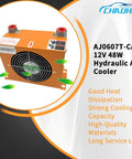 Heavy Duty Hydraulic Oil Cooler With Fan 12V DC 48W Air Cooled Oil Radiator Heat Exchanger Delivers 20 Liters Per Minute Replacement AW0607T-CA