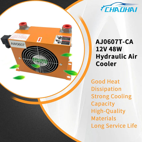 Heavy Duty Hydraulic Oil Cooler With Fan 12V DC 48W Air Cooled Oil Radiator Heat Exchanger Delivers 20 Liters Per Minute Replacement AW0607T-CA