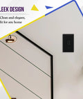 Room with black Unbreakable Polycarbonate Toggle Light Switch Wall Plate 1-Gang 4.50 By 2.76 Inches Screw Mounted on wall.