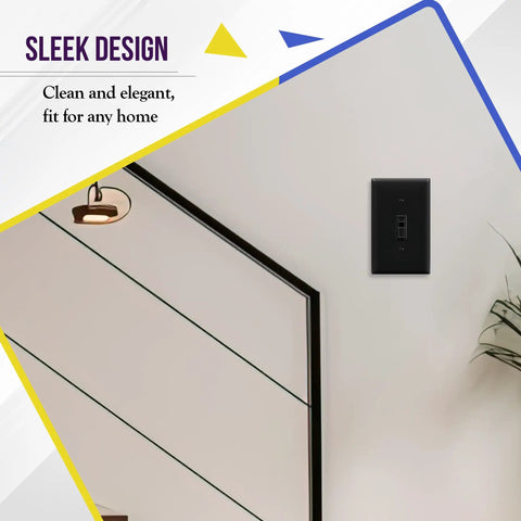 Glossy Black 1-Gang Toggle Light Switch Wall Plate Unbreakable Polycarbonate Thermoplastic Gloss Finish Standard Size 4.50 By 2.76 Inches 10 Pack Heat Resistant UL94 V2 Durable And Fade Resistant