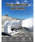 Heavy Duty Mobile Fog Cannon Sprayer With High Power Water Mist Generator For Demolition Sites Quarry Loading Zones Road Construction And Outdoor Industrial Dust Control Cooling Applications Durable Portable Design Built To Handle Tough Jobs On Site Like, large fog cannon spraying mist on construction site.