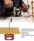 Beefed Up Router Lift Manual Kit For Router Table With Aluminum Base Plate And Crank Height Adjustment 9.45 By 7.87 Inch Table 51mm Stroke Gold Finish For Precise Woodworking And Small Trim Jobs, gold plate