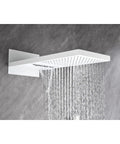 Wall Mounted Waterfall Shower System with Hand Shower featuring a white square rain showerhead with cascading water.