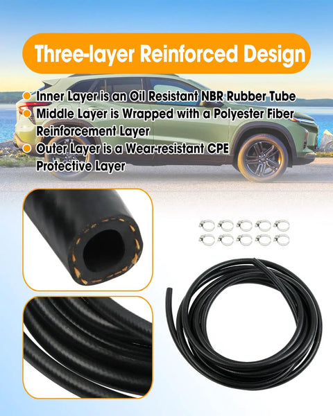 Three Eighths Inch Transmission Cooler Hose With Clamp For Transmission Oil Cooler Line 300 PSI SAE J1532 Standards Great For Your Rig Power Steering And Hydraulic Systems Twenty Feet