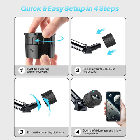 Setup guide for WiFi Eyepiece for Telescopes and Microscopes With One Point Five Inch TFT Display 1080P HD Imaging and 64GB Storage