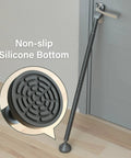 Upgraded Door Security Bar For Home And On The Go No Drilling Required, Heavy Duty Adjustable Jammer Stops, Black in use against door