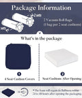 Package contents of Ultra Comfort Outdoor Chair Cushions 19x19 Set Of 4 Navy Blue Waterproof Seats With Ties And Handle