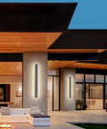 Stylish house facade illuminated by Outdoor Wall Light 20W LED Sconce, Extra Long 35.4 Inch Exterior Fixture For Front Porch And Patio