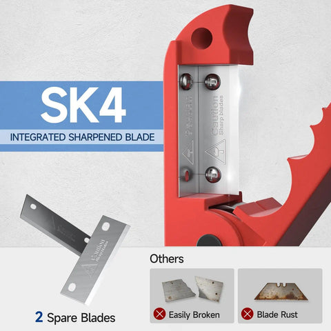 Close-up of Round Cable Stripper For AWG 12 To Four Zero Pro Grade Beefy Adjustable Jacket Stripping Tool showing spare blades.