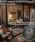 Family sitting in screened patio protected by Extra Thick Garden Mesh Netting 6.6 X 33 Ft Mosquito And Bird Barrier for Veggies Fruits Flowers and Patios with Nano Composite Weave and 30 Percent Shade in Black