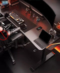 Silent Motor Sit Stand Desk With Glowing Led Ring And Three Memory Button Settings For Home Office Computer Workstation Quick Build Hits Different All Week with gaming setup and keyboard.
