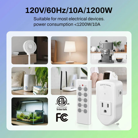 Wireless Remote Control Outlet Kit For Lights, Fans And Small Appliances With 100 Foot Range, plugs and remote image
