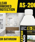 Heavy Duty Invisible Waterproof Sealant With Tough As Nails Nano Shield For Concrete Tile Marble And Masonry in a bathroom setting.