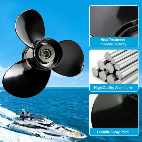 Right Hand Aluminum Propeller Beefy 13.75 Inch Diameter 15 Pitch For Mercury Outboard Engines 40 To 140 HP 3 Blade 15 Spline Includes Hub Kit Replaces OEM 48 77342A45 Durable Marine Prop For Smooth Performance