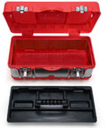 Open red toolbox of 90 Piece Lockout Tagout Kit With Red Tool Box For Electrical Safety, 5 Types Of Lockouts shown empty.
