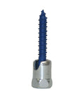 Three Eighths Inch Screw Swivel Threaded Rod Anchor For Wood Installs At Forty Five Degree Tilt From Vertical Blue Climaseal Finish