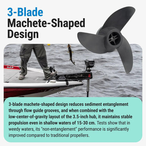 Machete III Propeller For Motorguide Trolling Motors, 3 Blade 3.5 Inch Replacement Prop For Xi5 Xi3 R3 W55 And Tour Pro Series, Black Finish, Durable, High Performance Trolling Motor Propeller