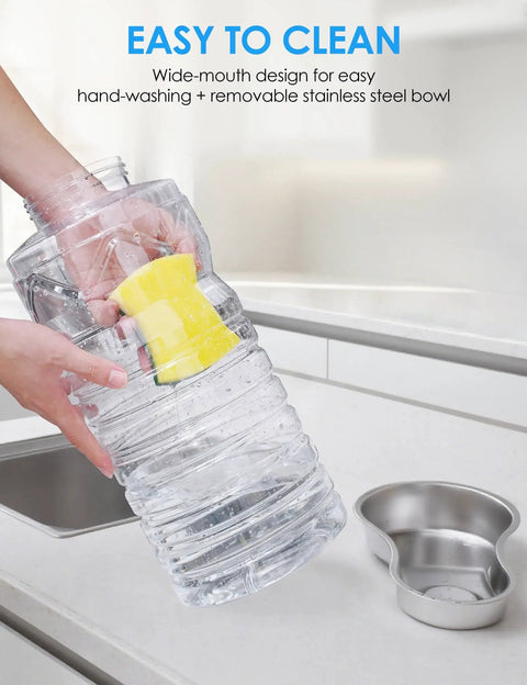 2.5 Gallon Automatic Dog Water Dispenser With Wide Mouth For Easy Cleaning And Removable Stainless Steel Bowl