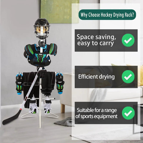 Heavy Duty Metal Hockey Gear Drying Rack For Drying And Storing Adult And Kid Equipment Space Saving Sports Gear Organizer in living room