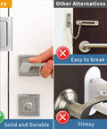 Heavy Duty Aluminum Door Security Lock Reinforcement Latch, Anti Kick In Safety Protector For Front And Interior Doors, Child Proof, Rust Resistant Silver Finish, Withstanding Up To 800 Lbs, 1 Pack installed comparison