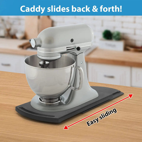 Mixer on under cabinet 12 inch sliding coffee tray caddy for countertop appliances like coffee makers and toasters, smooth rolling