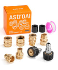 AstroAI pressure washer quick-connect kit with brass adapters and M22-14mm swivel; multi-piece set