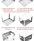 Assembly steps for Heavy Duty Open Frame Server Rack With Smooth Rollin Wheels And No Sweat Cooling Shelves For 20U IT AV Gear.